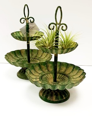 Two Tier Bird Feeder Antique Green